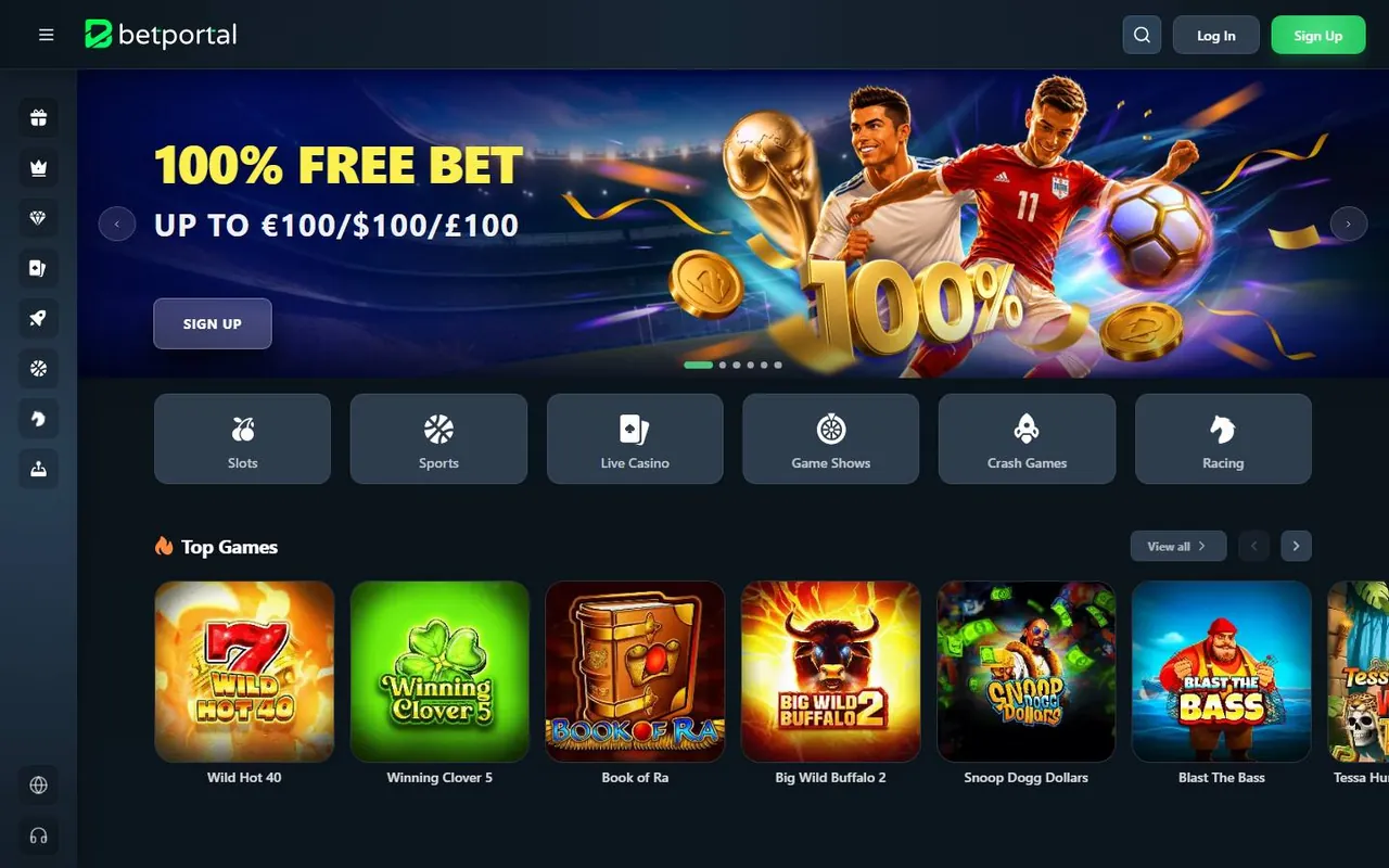 Startseite von Betportal Casino