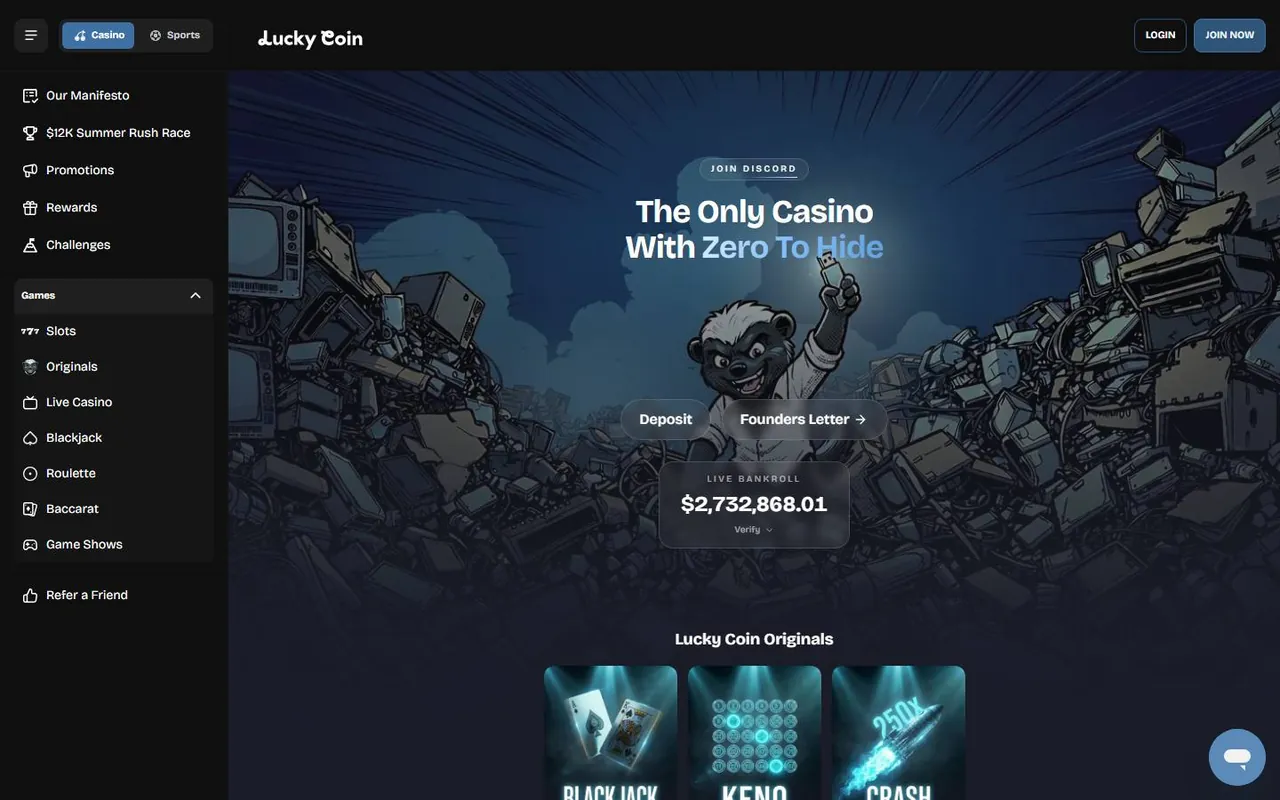 Startseite von Lucky Coin Casino