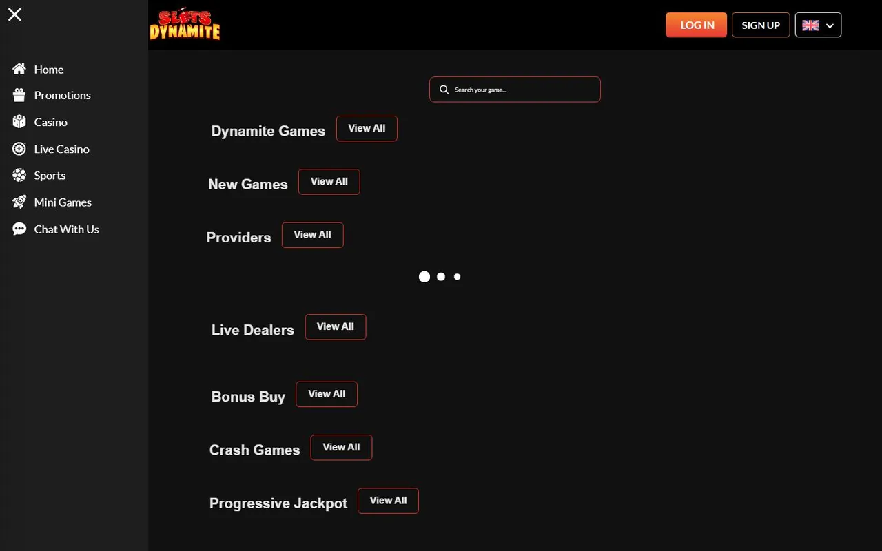 Startseite von SlotsDynamite Casino