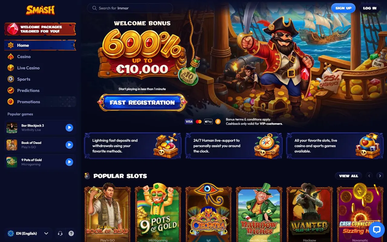 Startseite von Smash Casino