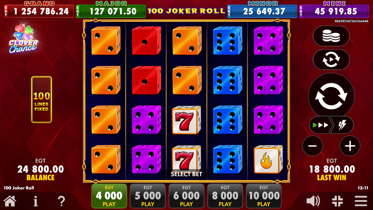 100 Joker Roll — Screenshot aus eigener Sitzung