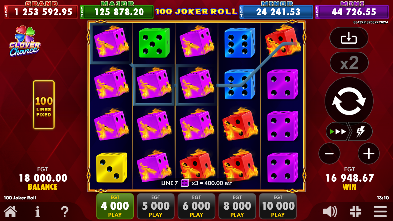 100 Joker Roll — Screenshot aus eigener Sitzung