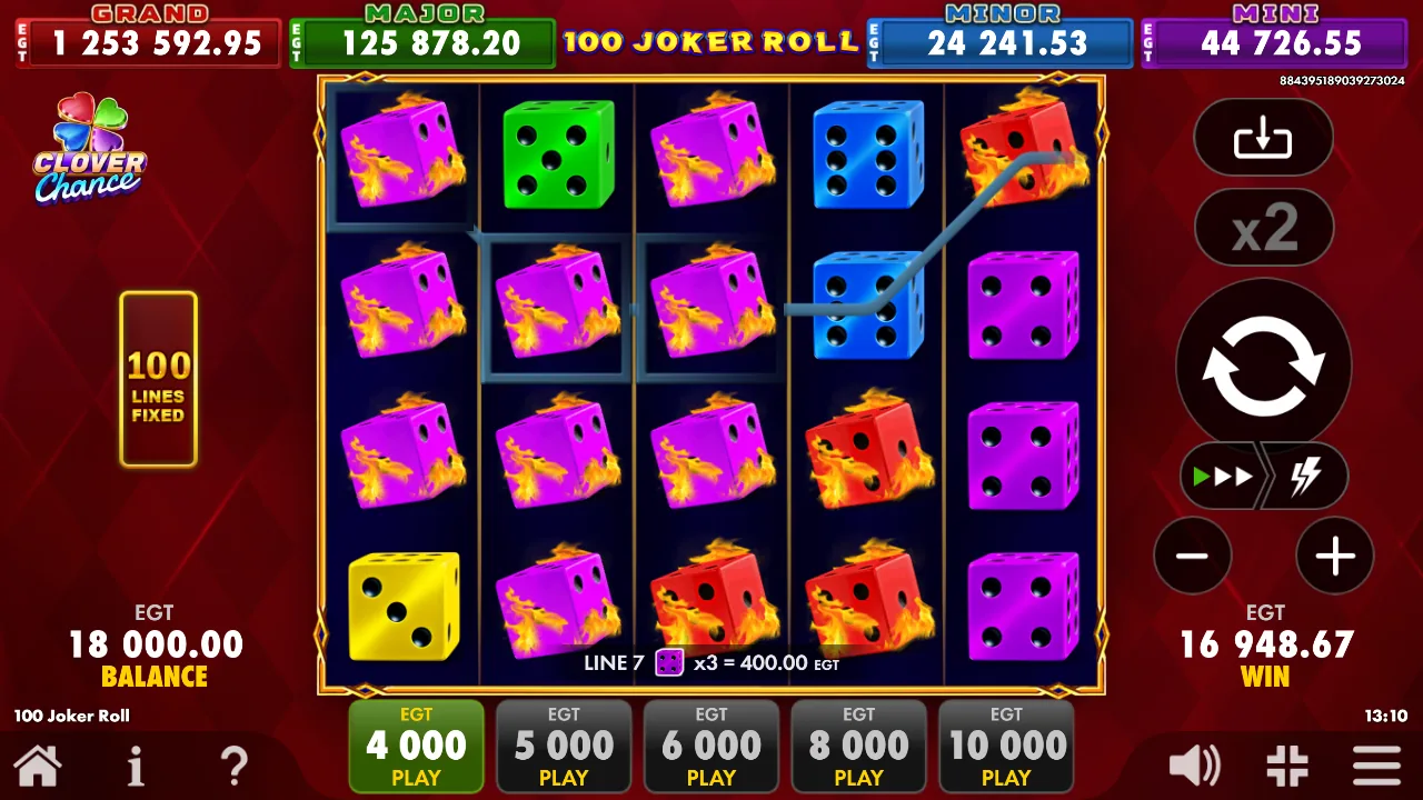 100 Joker Roll — Screenshot aus eigener Sitzung
