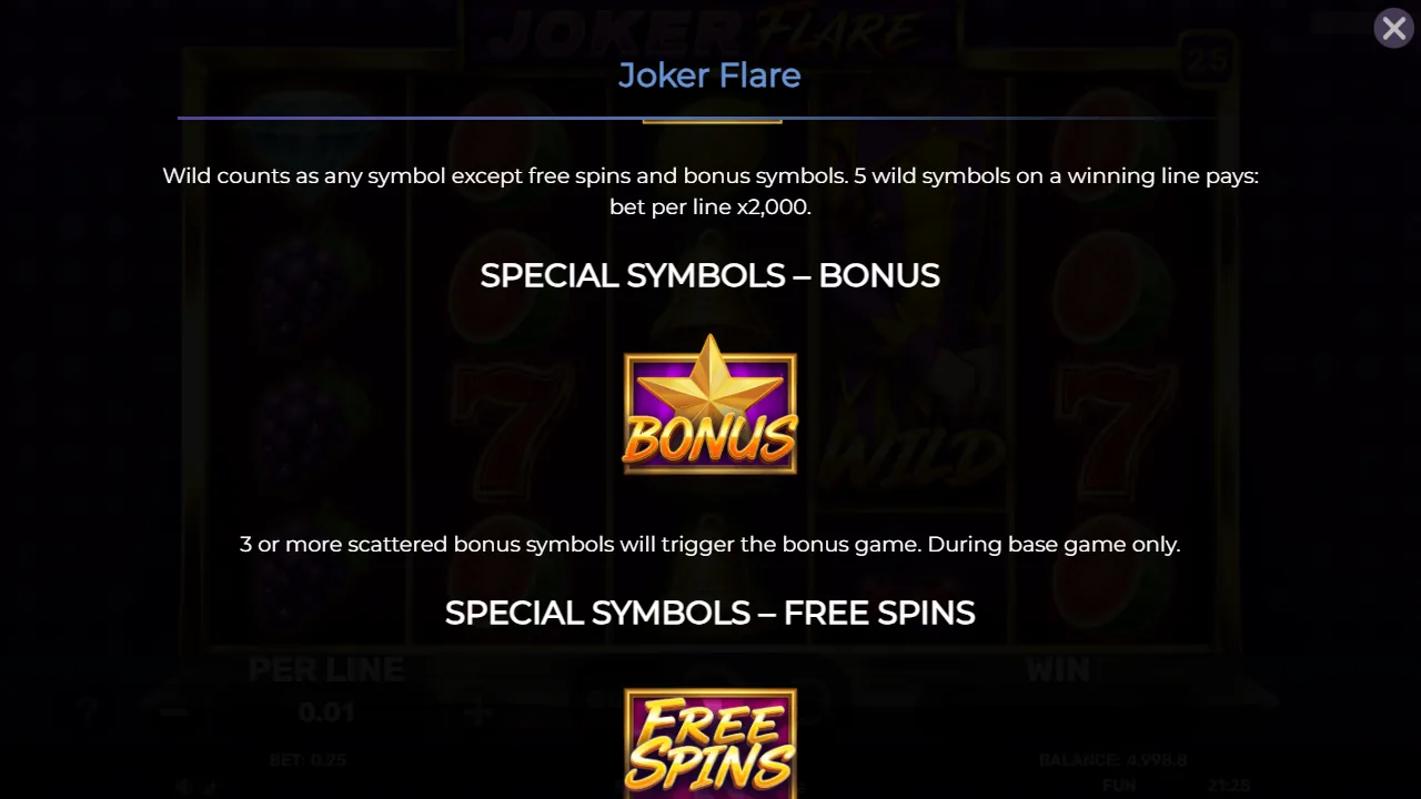Joker Flare — Screenshot aus eigener Sitzung